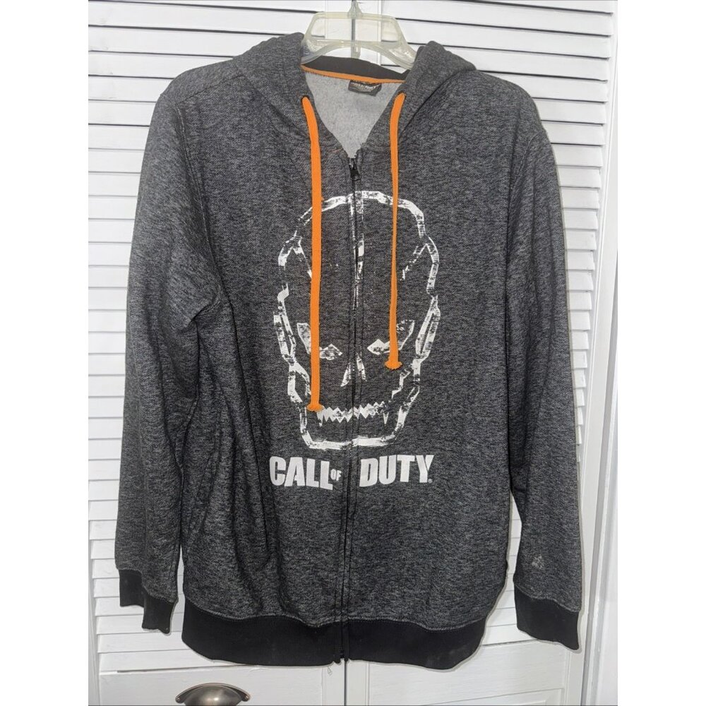 Call of Duty Black Ops COD Video Game Hoodie Gray Black Mens Large Zip Up Xbox